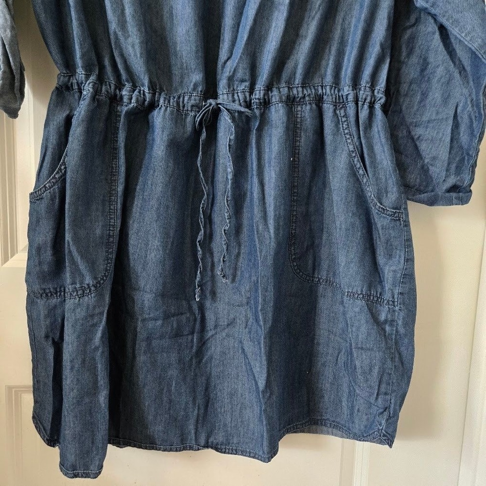 Sonoma Women Dress Chambray Drawstring Waist Cotton Lyocell Casual Blue 1X - Picture 4 of 7